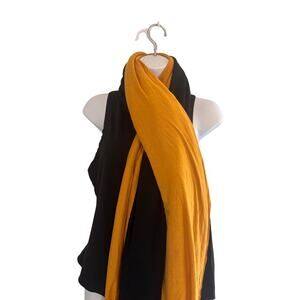 Donni Charm Luxury Scarf Cotton Cashmere Mohair Blend Mustard Yellow Black Wrap